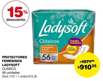 Atomo Conviene PROTECTORES FEMENINOS LADYSOFT CLÁSICO 56 unidades oferta