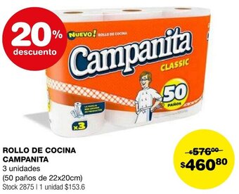 Atomo Conviene ROLLO DE COCINA CAMPANITA 3 unidades oferta
