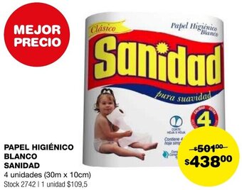 Atomo Conviene PAPEL HIGIÉNICO BLANCO SANIDAD 4 unidades 30m x 10cm oferta