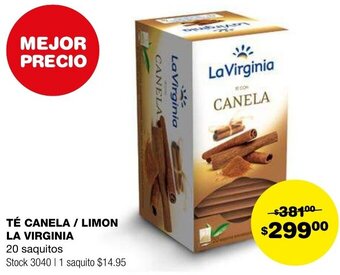 Atomo Conviene TÉ CANELA / LIMON LA VIRGINIA 20 saquitos oferta