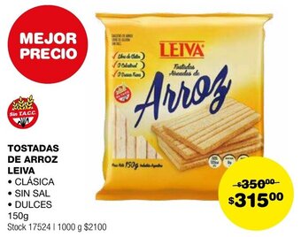Atomo Conviene TOSTADAS DE ARROZ LEIVA 150g oferta