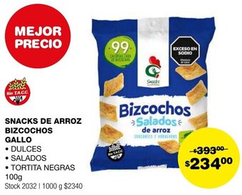 Atomo Conviene SNACKS DE ARROZ BIZCOCHOS GALLO 100g oferta