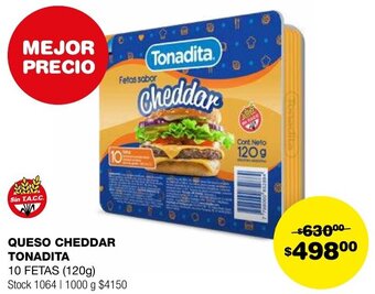Atomo Conviene QUESO CHEDDAR TONADITA 10 FETAS 120g oferta