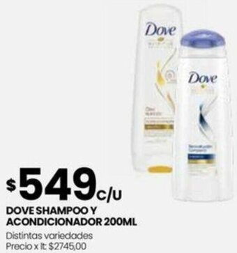 Punto Mayorista DOVE SHAMPOO Y ACONDICIONADOR 200ML oferta