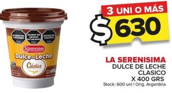 Carrefour Maxi LA SERENISIMA DULCE DE LECHE CLASICO X 400 GRS oferta