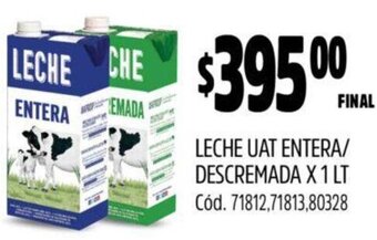 Supermercados Yaguar LECHE UAT ENTERA/ DESCREMADA X 1 LT oferta