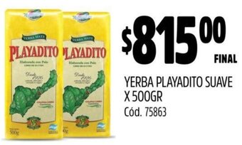 Supermercados Yaguar YERBA PLAYADITO SUAVE X 500GR oferta