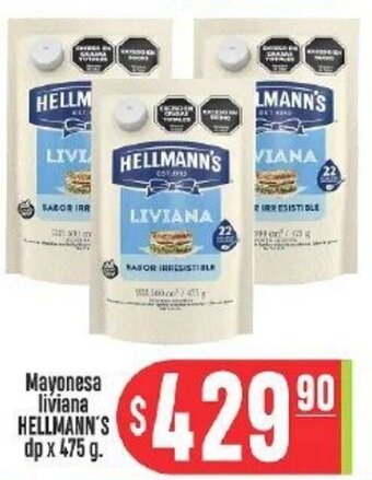 Supermercados Caracol HELLMANN'S Mayonesa liviana dp x 475 g. oferta