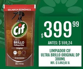 Supermercados Todo LIMPIADOR CIF ULTRA BRILLO ORIGINAL DP 380ml oferta