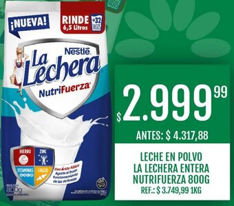 Supermercados Todo LECHE EN POLVO LA LECHERA ENTERA NUTRIFUERZA 800G oferta