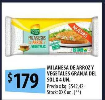 Punto Mayorista Milanesa De Arroz Y Vegetales Granja Del Sol x 4un oferta