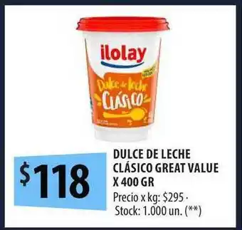 Punto Mayorista Dulce De Leche Clásico Great Value x 400gr oferta