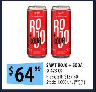 Punto Mayorista Samt Rojo + Soda x 473cc oferta