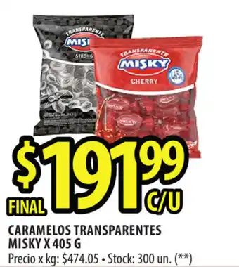 Punto Mayorista Misky Caramelos Transparentes x 405 g oferta