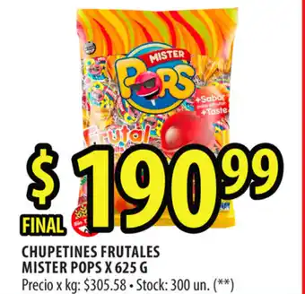 Punto Mayorista Mister Pops Chupetines Frutales x 625 g oferta