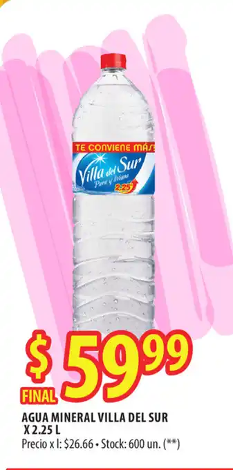 Punto Mayorista Villa del Sur Agua Mineral x 2.25 L oferta