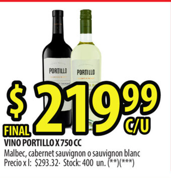 Punto Mayorista Portillo Vino x 750 cc oferta