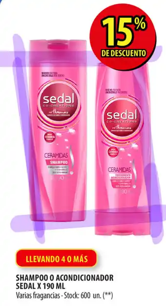 Punto Mayorista Sedal Shampoo o Acondicionador x 190 ml oferta