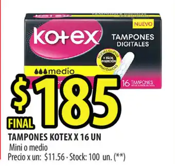 Punto Mayorista Kotex Tampones x 16 un oferta