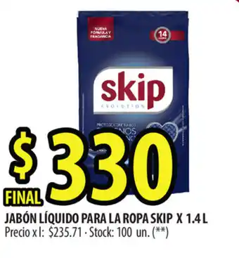 Punto Mayorista Skip Jabón Líquido para La Ropa x 1.4 L oferta