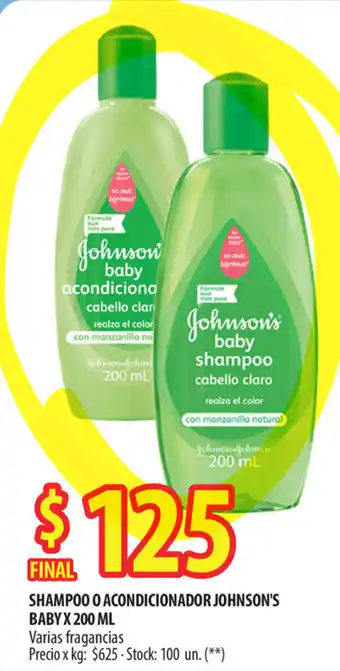 Punto Mayorista Johnson's Baby Shampoo o Acondicionador x 200 ml oferta