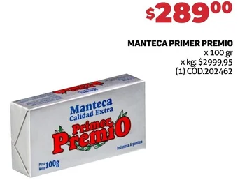 Makro MANTECA PRIMER PREMIO x 100 gr oferta