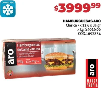 Makro HAMBURGUESAS ARO Clásica x 12 u x 83 gr oferta