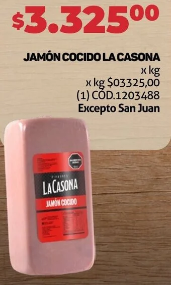 Makro JAMÓN COCIDO LA CASONA x kg oferta