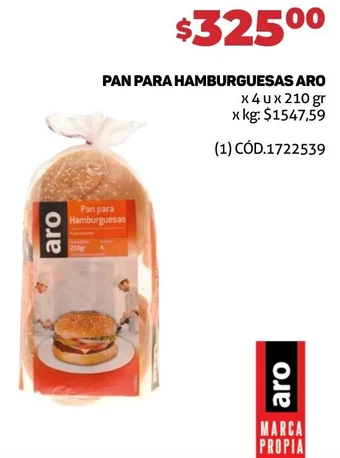 Makro PAN PARA HAMBURGUESAS ARO x 4ux 210 gr oferta