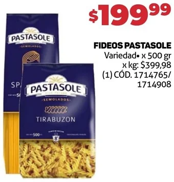 Makro FIDEOS PASTASOLE Variedad x 500 gr oferta