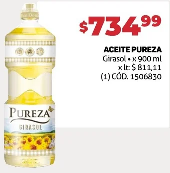 Makro ACEITE PUREZA Girasol x 900 ml oferta