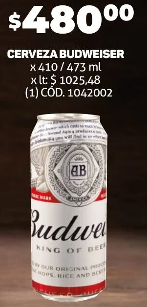 Makro CERVEZA BUDWEISER 410/473ML oferta