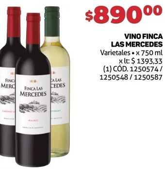 Makro VINO FINCA LAS MERCEDES Varietales x 750 ml oferta