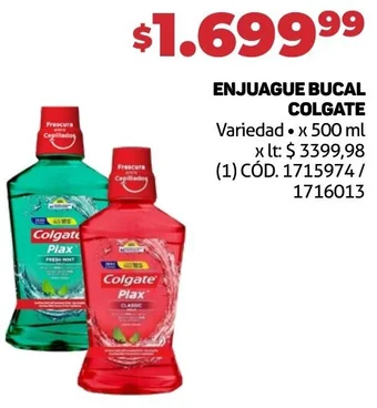 Makro ENJUAGUE BUCAL COLGATE Variedad x 500 ml oferta