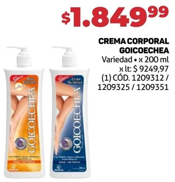 Makro CREMA CORPORAL GOICOECHEA Variedad x 200 ml oferta