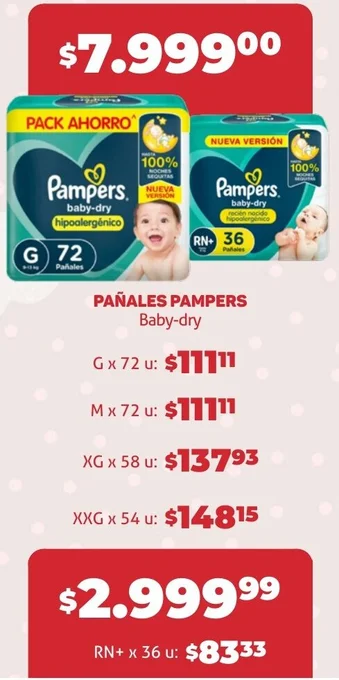 Makro PAÑALES PAMPERS Baby-dry oferta