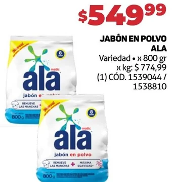 Makro JABÓN EN POLVO ALA 800gr oferta