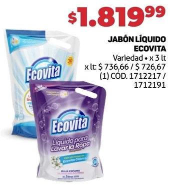 Makro JABÓN LÍQUIDO ECOVITA Variedad x 3 lt oferta