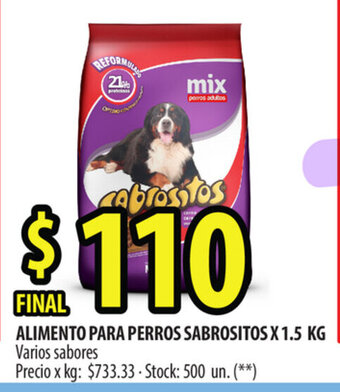Punto Mayorista Sabrositos Alimento para Perros x 1.5 kg oferta