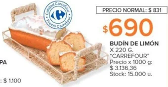 Carrefour BUDÍN DE LIMÓN X 220 G oferta