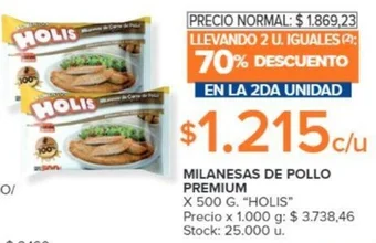 Carrefour HOLIS MILANESAS DE POLLO PREMIUM X 500 G oferta