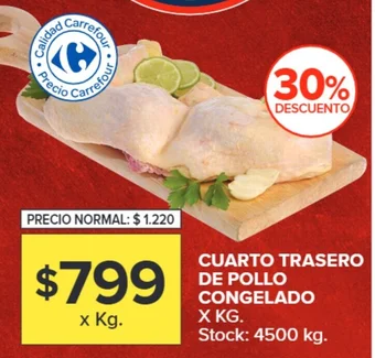 Carrefour CUARTO TRASERO DE POLLO CONGELADO X KG oferta