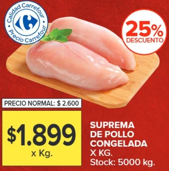Carrefour SUPREMA DE POLLO CONGELADA X KG oferta