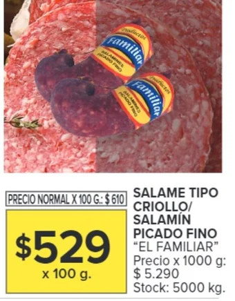 Carrefour SALAME TIPO CRIOLLO/ SALAMÍN PICADO FINO X 100G oferta