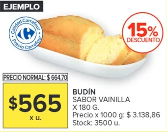 Carrefour BUDÍN SABOR VAINILLA X 180 G. oferta