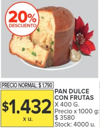 Carrefour PAN DULCE CON FRUTAS X 400 G oferta