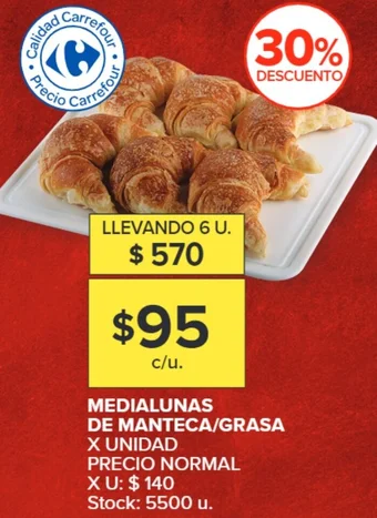 Carrefour MEDIALUNAS DE MANTECA/GRASA X UNIDAD oferta
