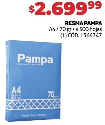 Makro RESMA PAMPA A4 / 70 gr x 500 hojas oferta