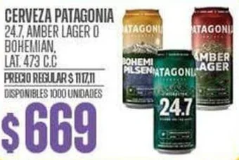 Supermercados Vea CERVEZA PATAGONIA 24.7, AMBER LAGER O BOHEMIAN LAT. 473 C.C oferta