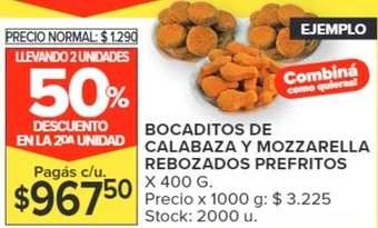 Carrefour Market BOCADITOS DE CALABAZA Y MOZZARELLA REBOZADOS PREFRITOS X 400 G. oferta